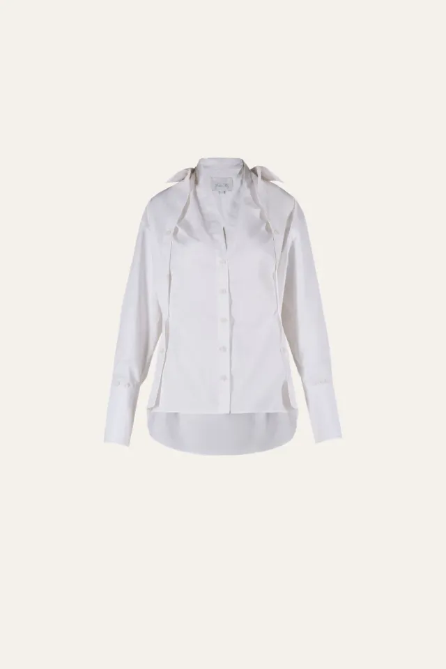 Johanna Ortiz Inner Balance camicia ecru cotone halter