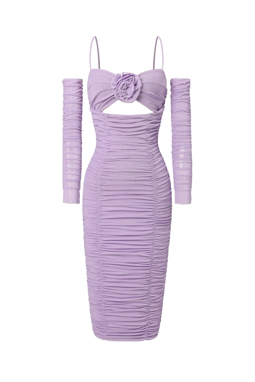Bella Barnett Waza Abito Midi Mesh Viola Cut-Out