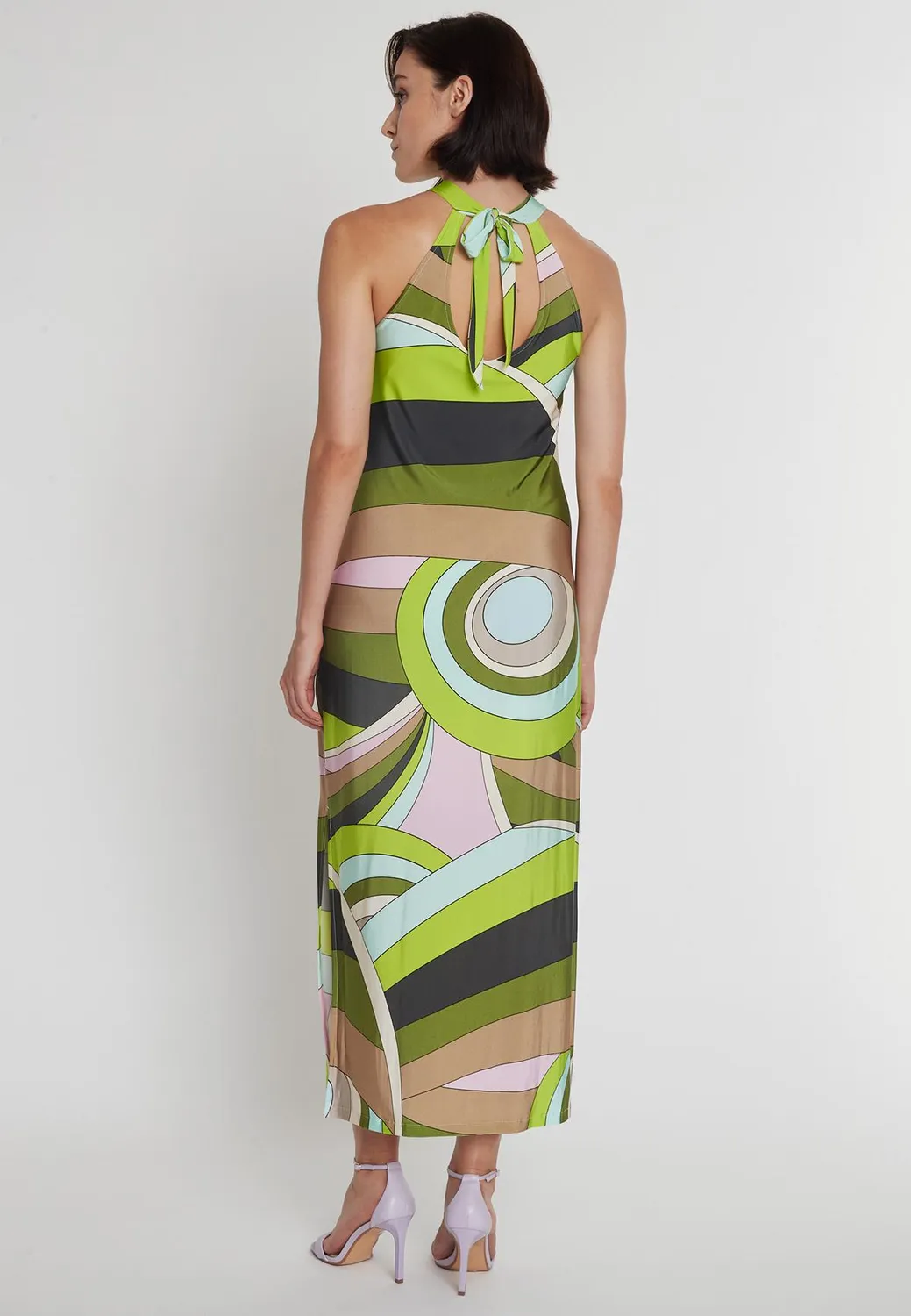 Ana Alcazar Pirtea abito maxi neckholder fantasia