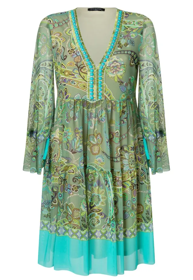 Ana Alcazar Zikone abito paisley verde volant