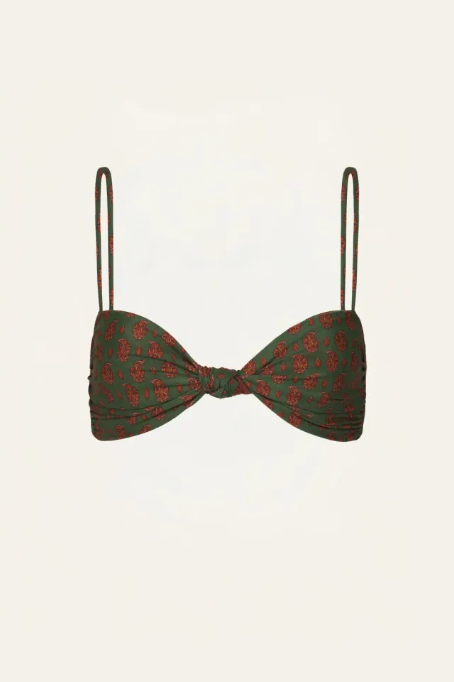 Johanna Ortiz Bandana Marina top bikini verde incrociato