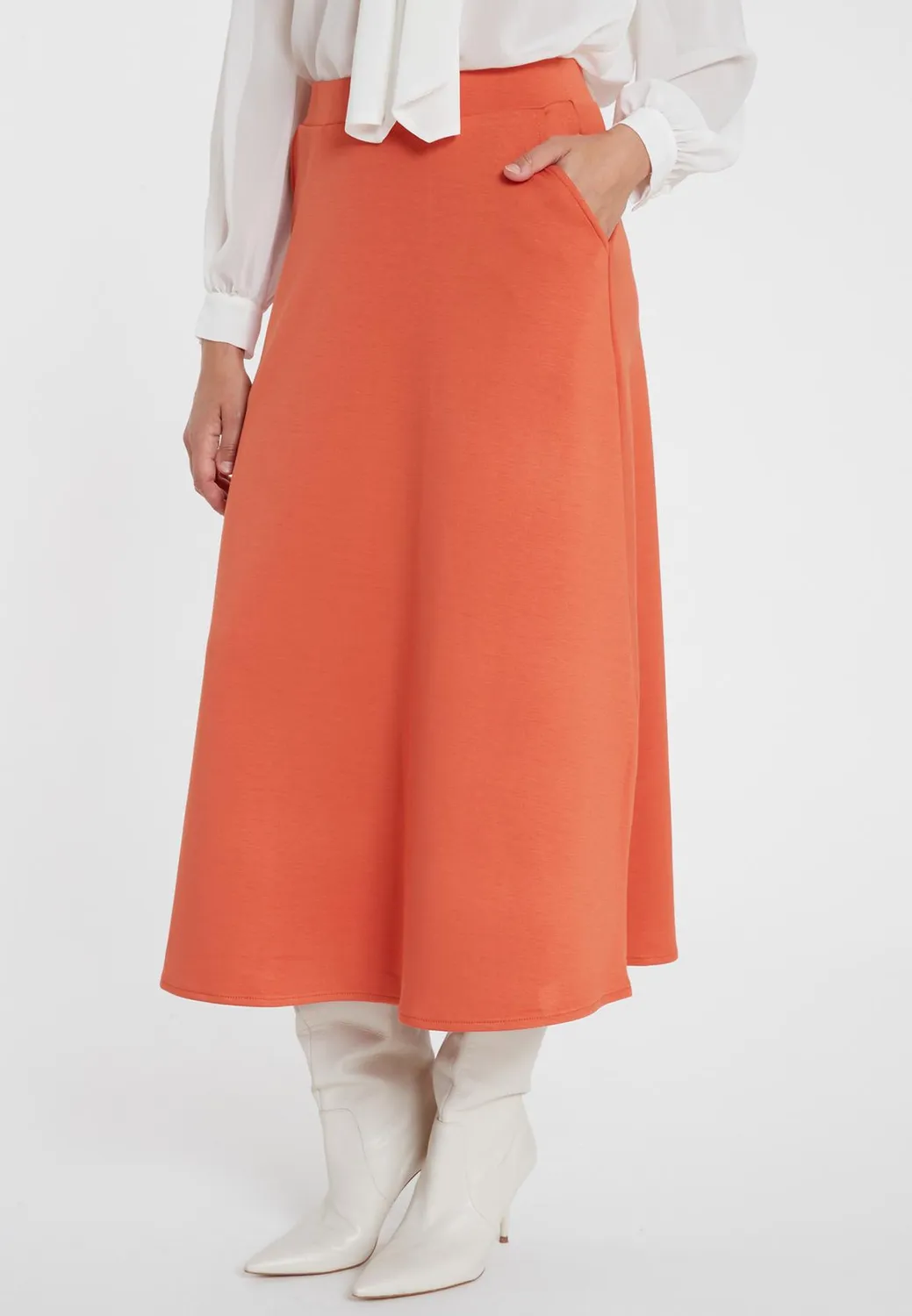 Ana Alcazar Sekiny gonna midi arancione jersey