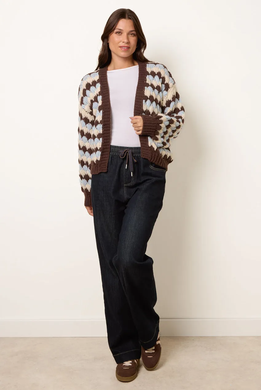 Blue Vanilla cardigan righe cioccolato manica lunga