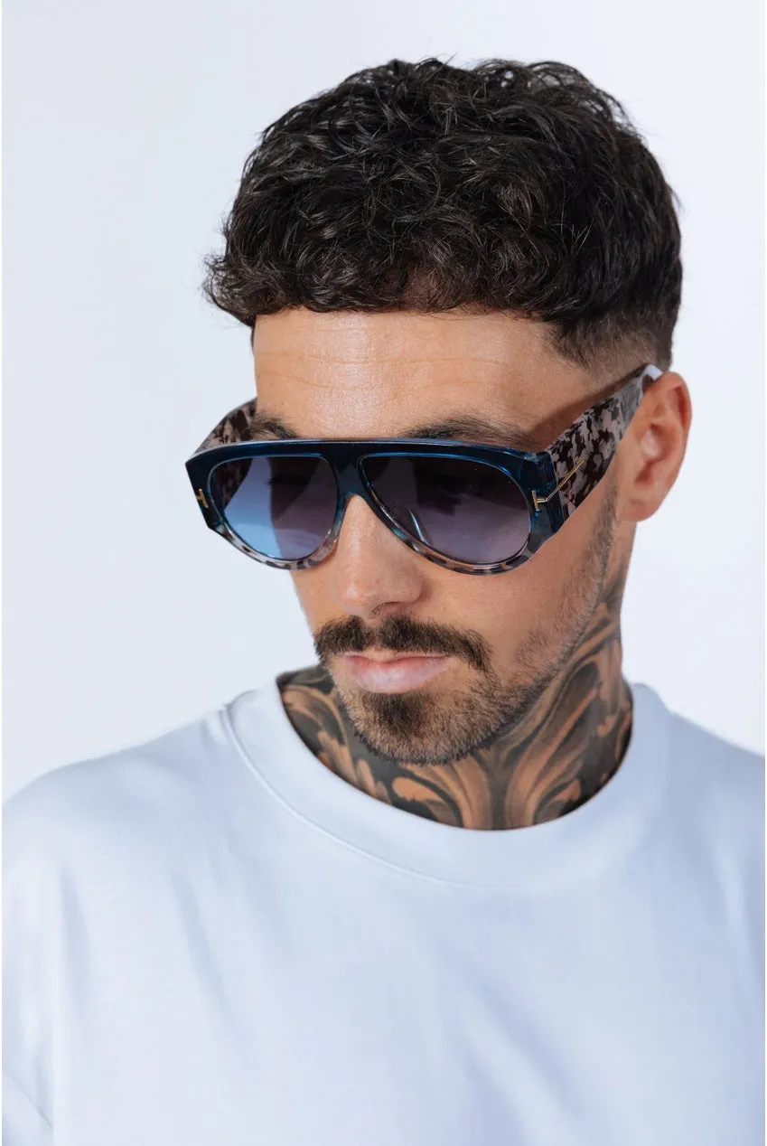 SVNX Oversized Rounded occhiali da sole blu nero PC