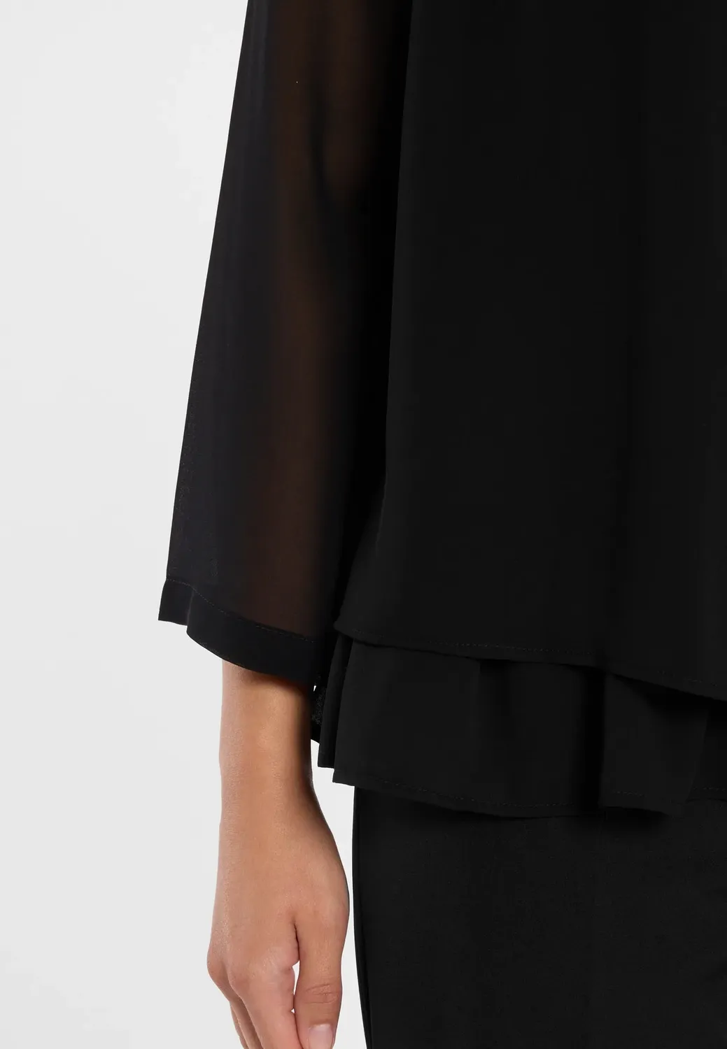 Ana Alcazar Cosma top chiffon nero doppio velo