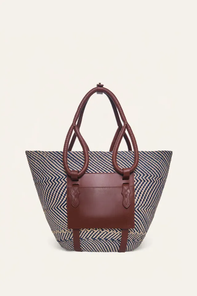 Johanna Ortiz Destination Seaside borsa tote paglia blu