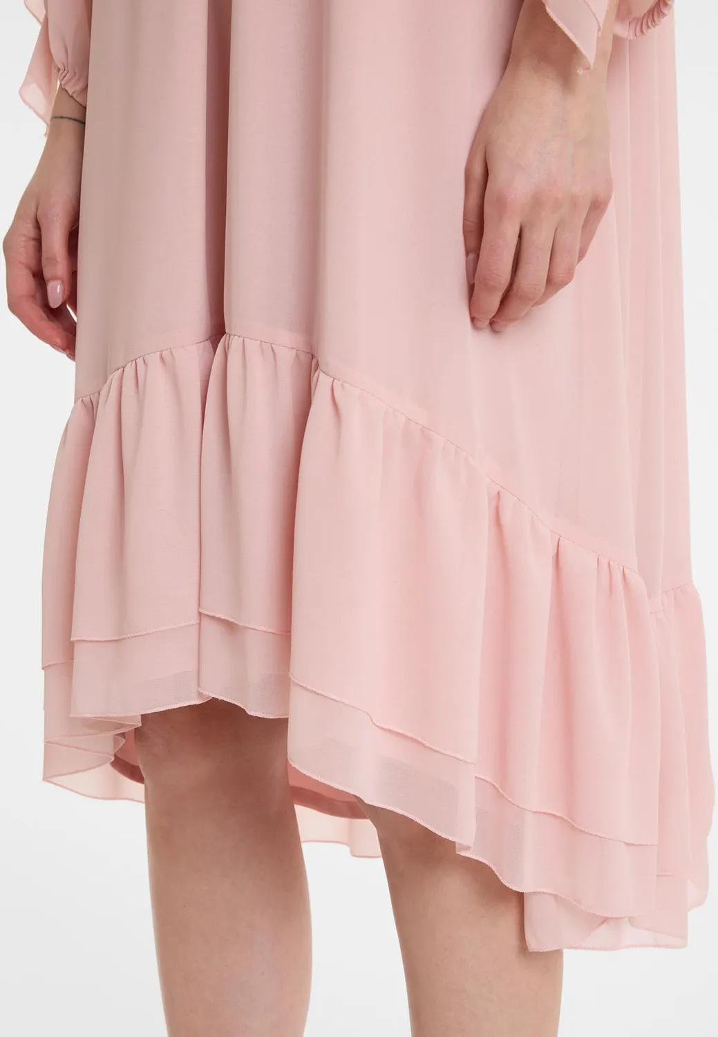 Ana Alcazar Ablysa abito midi nero in chiffon