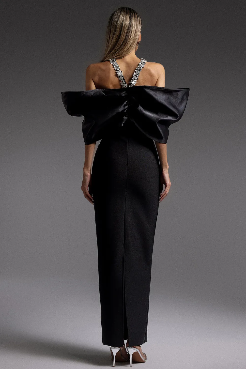 Bella Barnett Sloan Abito Maxi Bandage Nero Strass