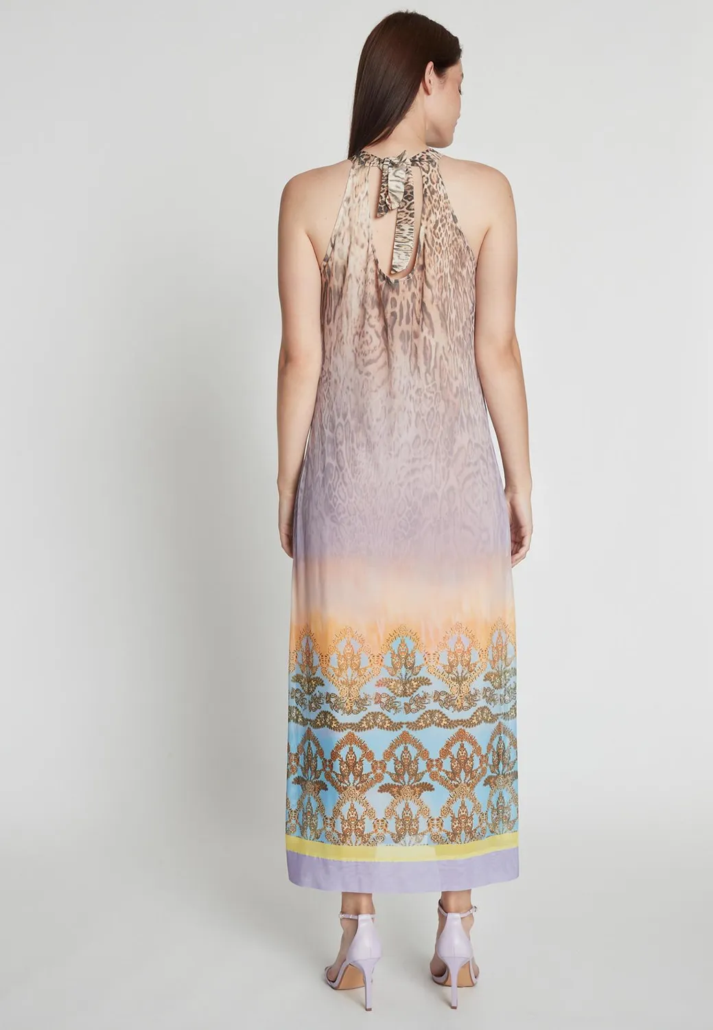 Ana Alcazar Remila abito maxi viola halter animale