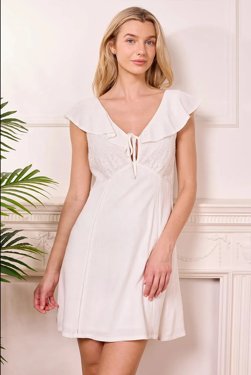 Angeleye Broderie Top Babydoll mini abito bianco