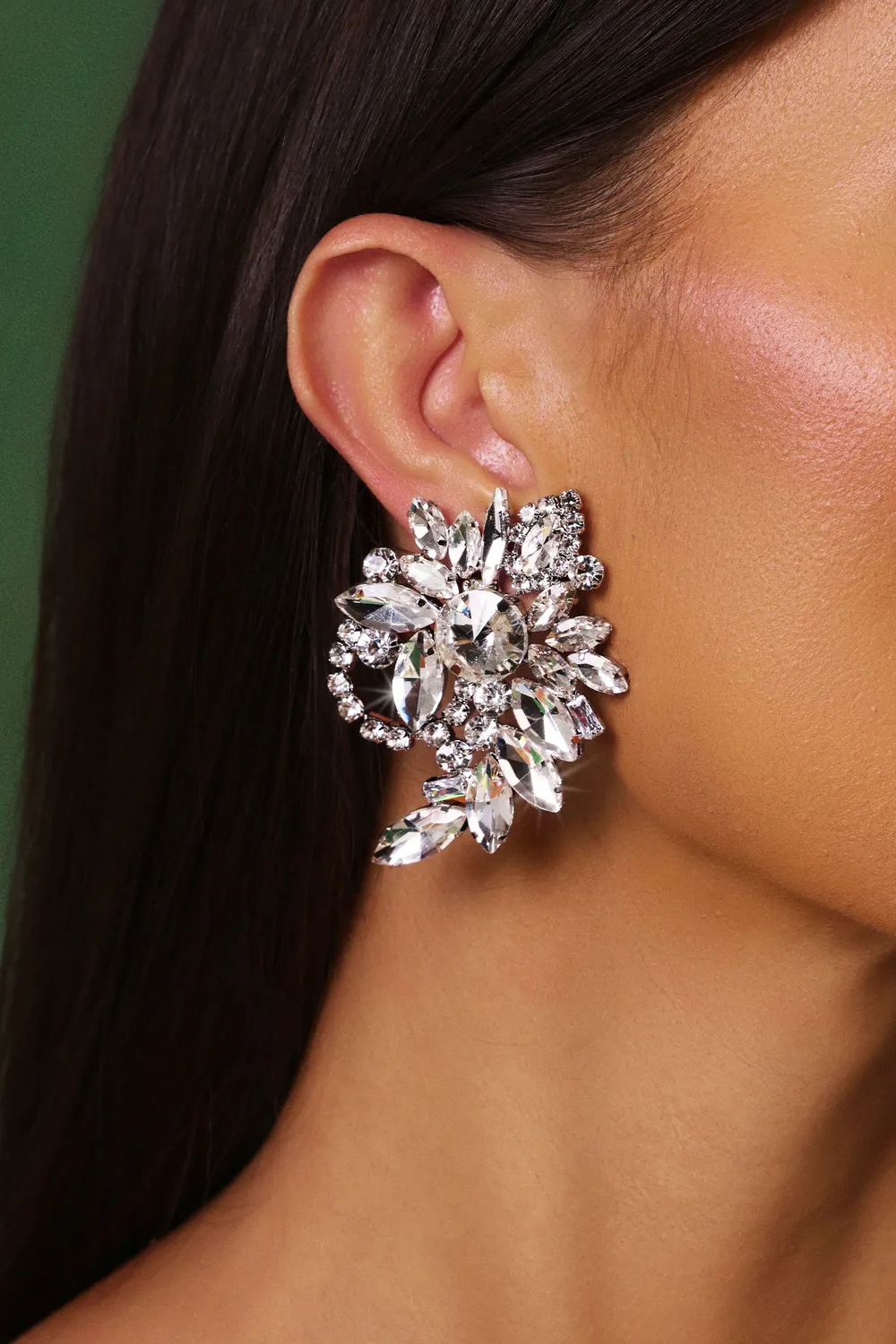Bella Barnett Rebekka orecchini fiori argento strass