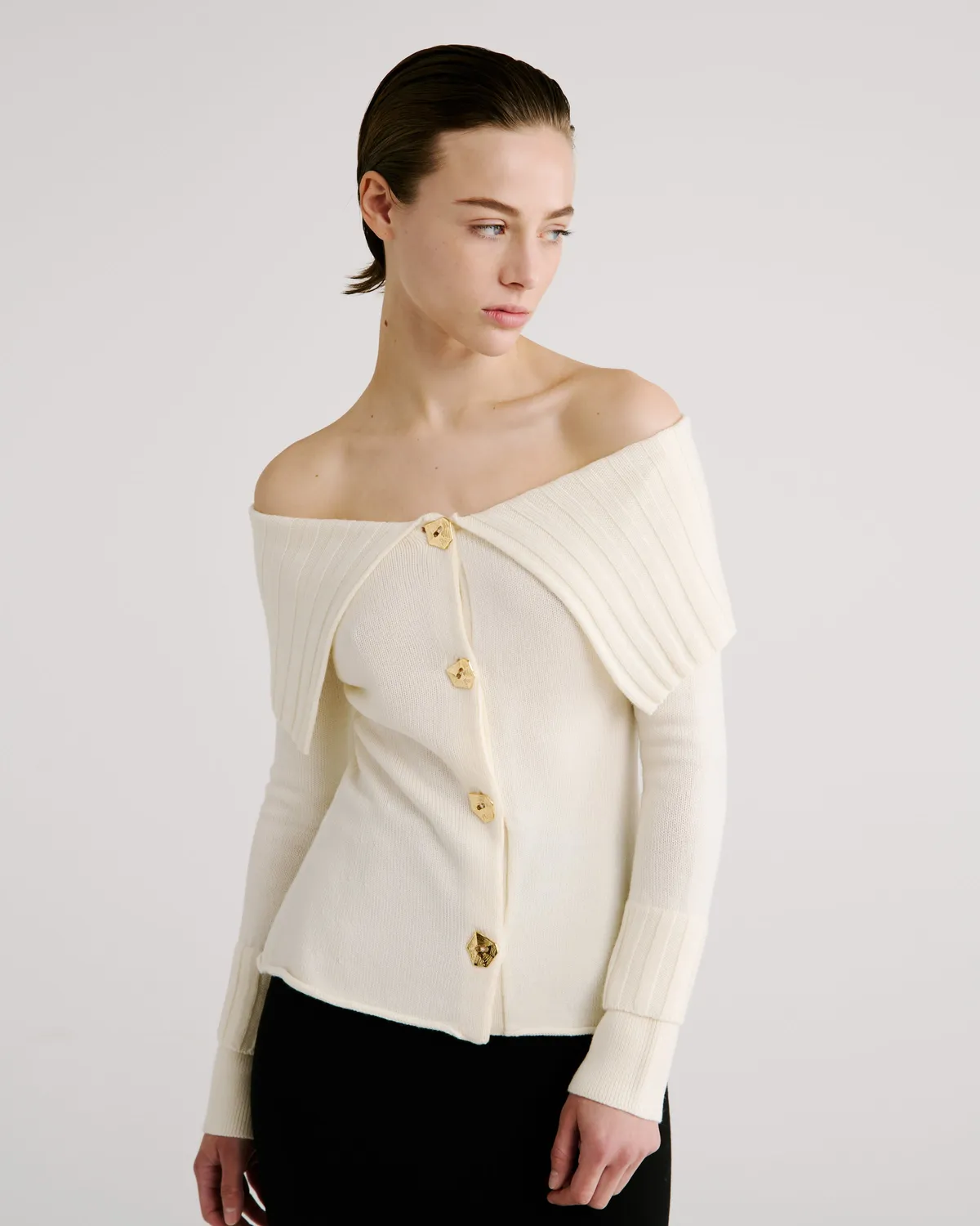 Violante Nessi Pope cardigan avorio lana merino