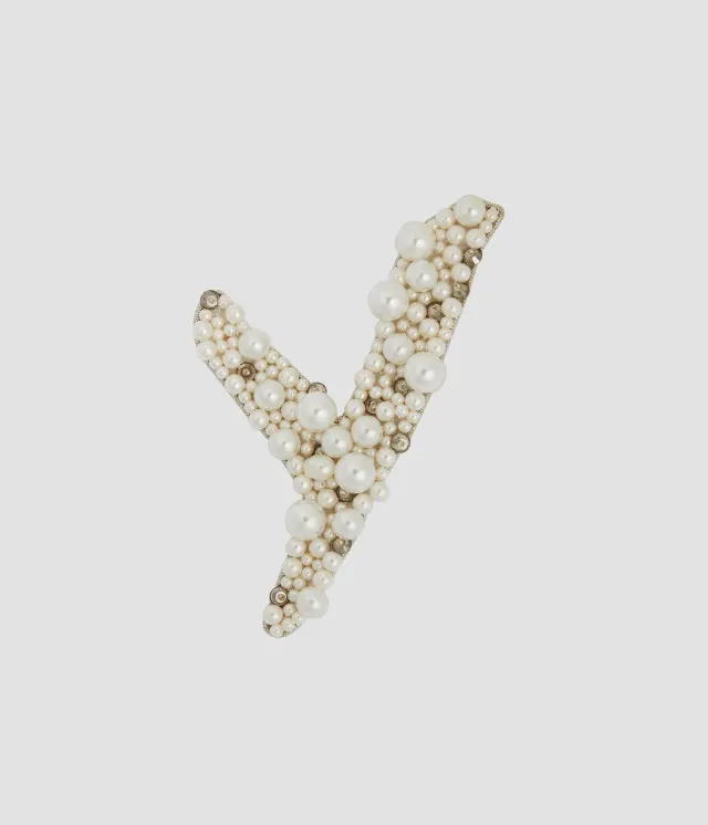 Erdem Pearl Alphabet Brooch Y spilla lettera Y perle