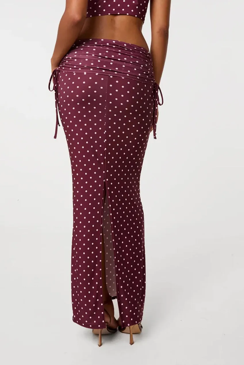Pink Vanilla Polka Dot gonna maxi bordeaux pois