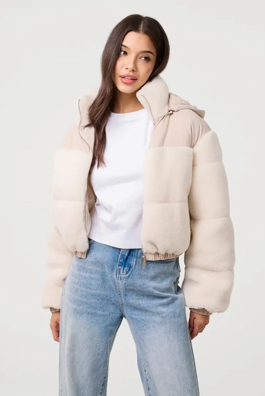 Pink Vanilla Teddy Coat cappotto teddy crema con cappuccio