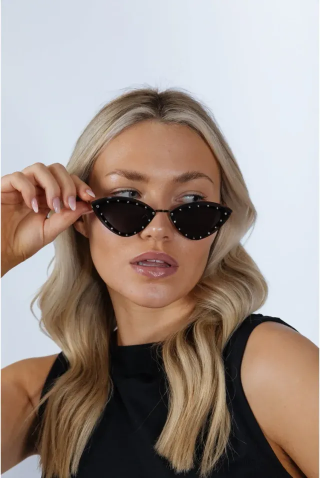 SVNX Diamante Occhiali da Sole Cat-Eye Neri Taglia Unica