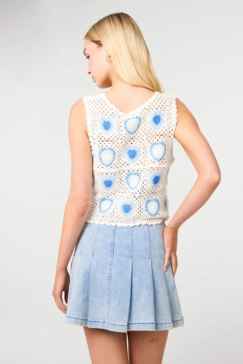 Goddiva Pink Vanilla Heart top crochet azzurro