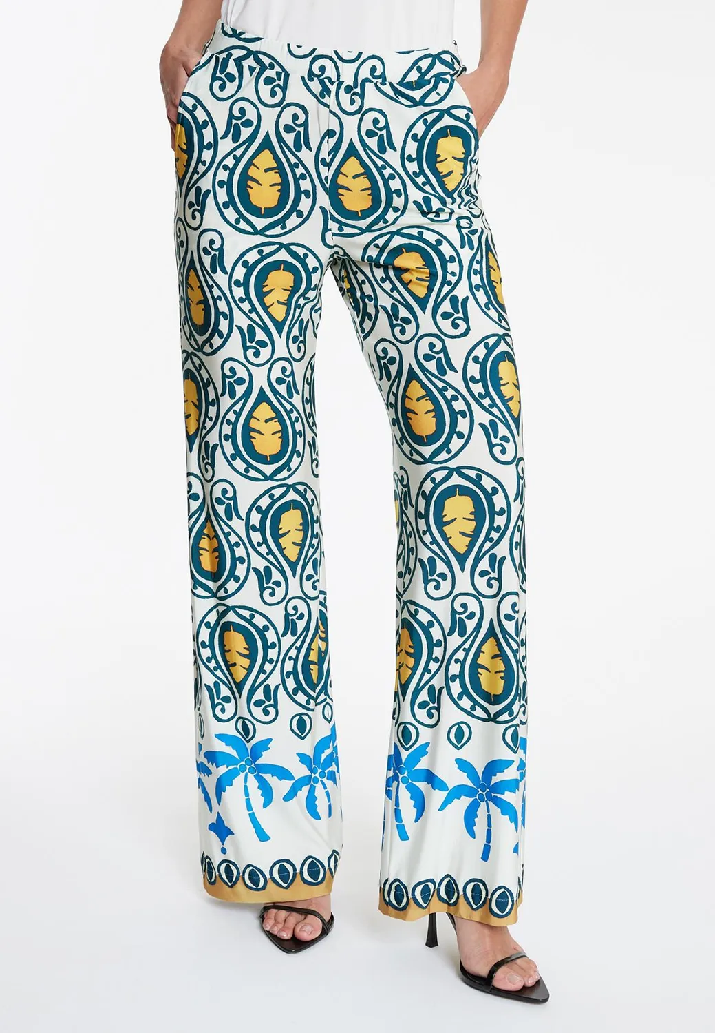 Ana Alcazar Winara pantaloni stampa palme jersey
