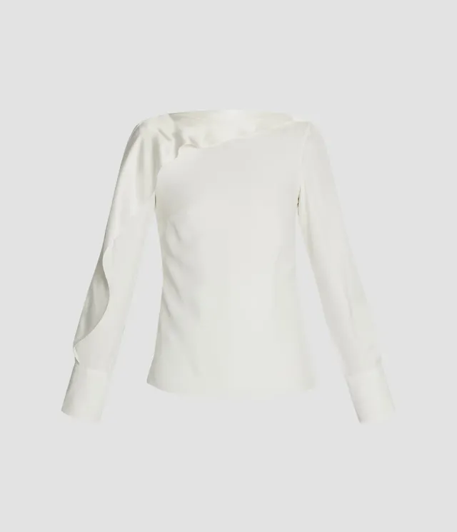 Erdem Draped Satin Cady Long Sleeve Blouse blusa avorio