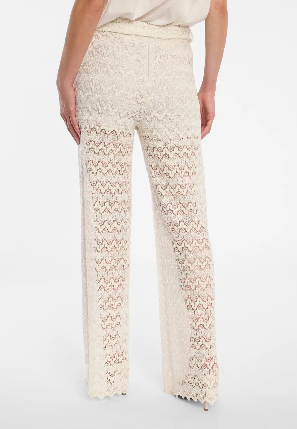 Ana Alcazar Donli pantaloni maglina bianchi con cintura