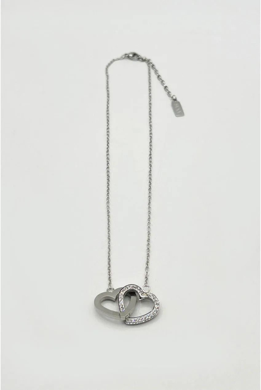 SVNX Double Heart Link collana argento doppio cuore