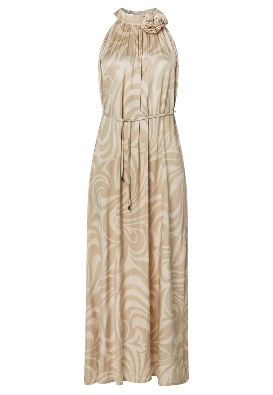 Ana Alcazar Wapina abito maxi halter beige impero