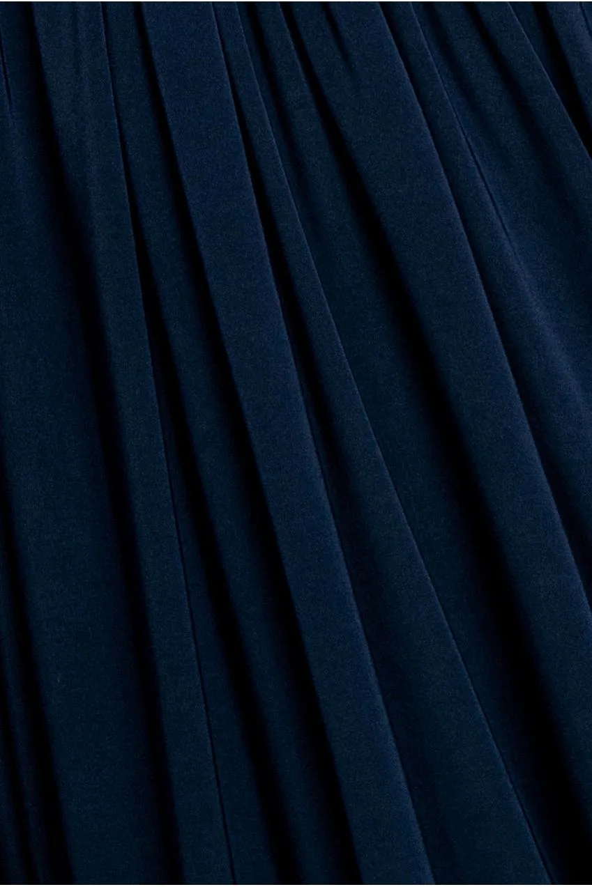 Goddiva abito maxi navy scollo incrocio vita drappeggiata