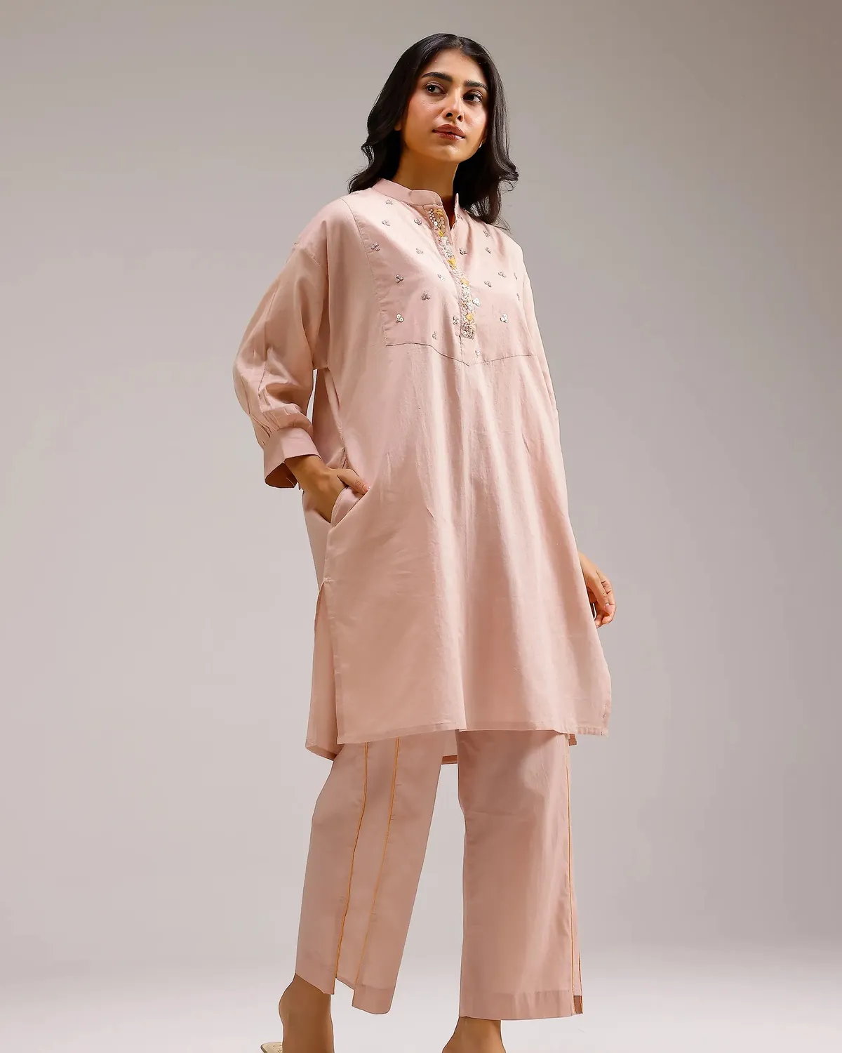 Our Dve Grace pantaloni cotone rosa fenicottero palazzo