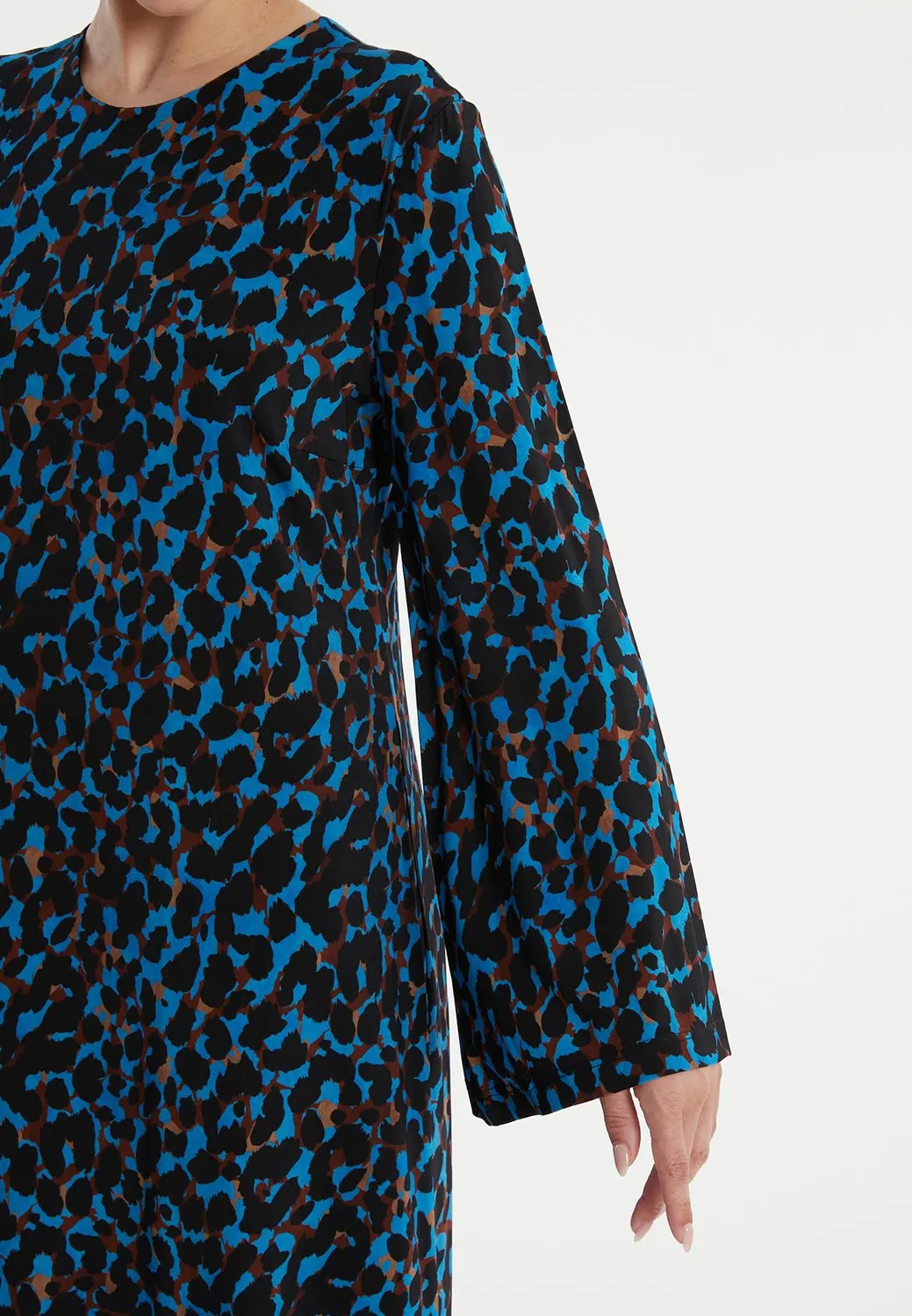 Ana Alcazar Pernira tunica blu animalier jersey