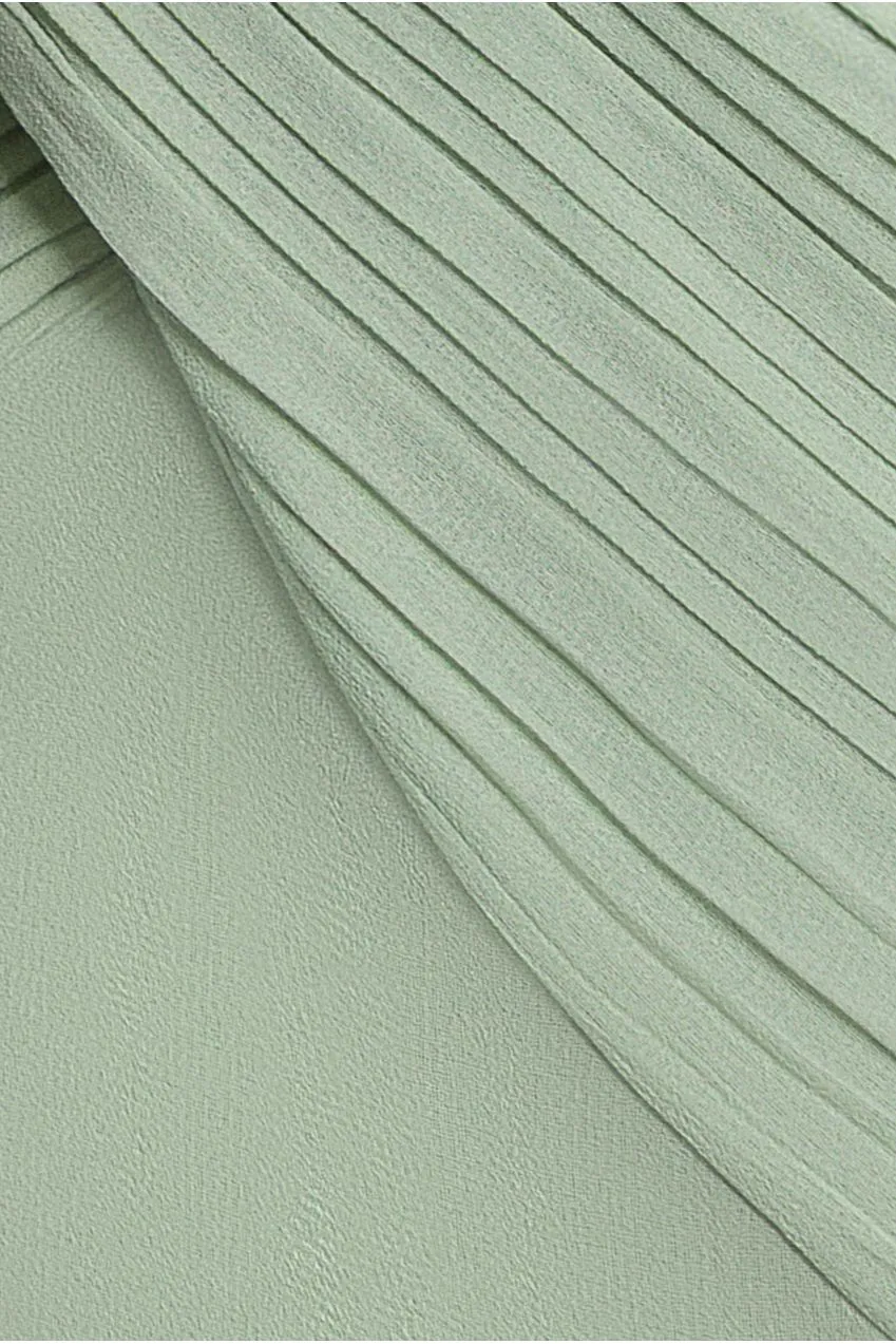 Goddiva Cross Front abito maxi chiffon verde salvia