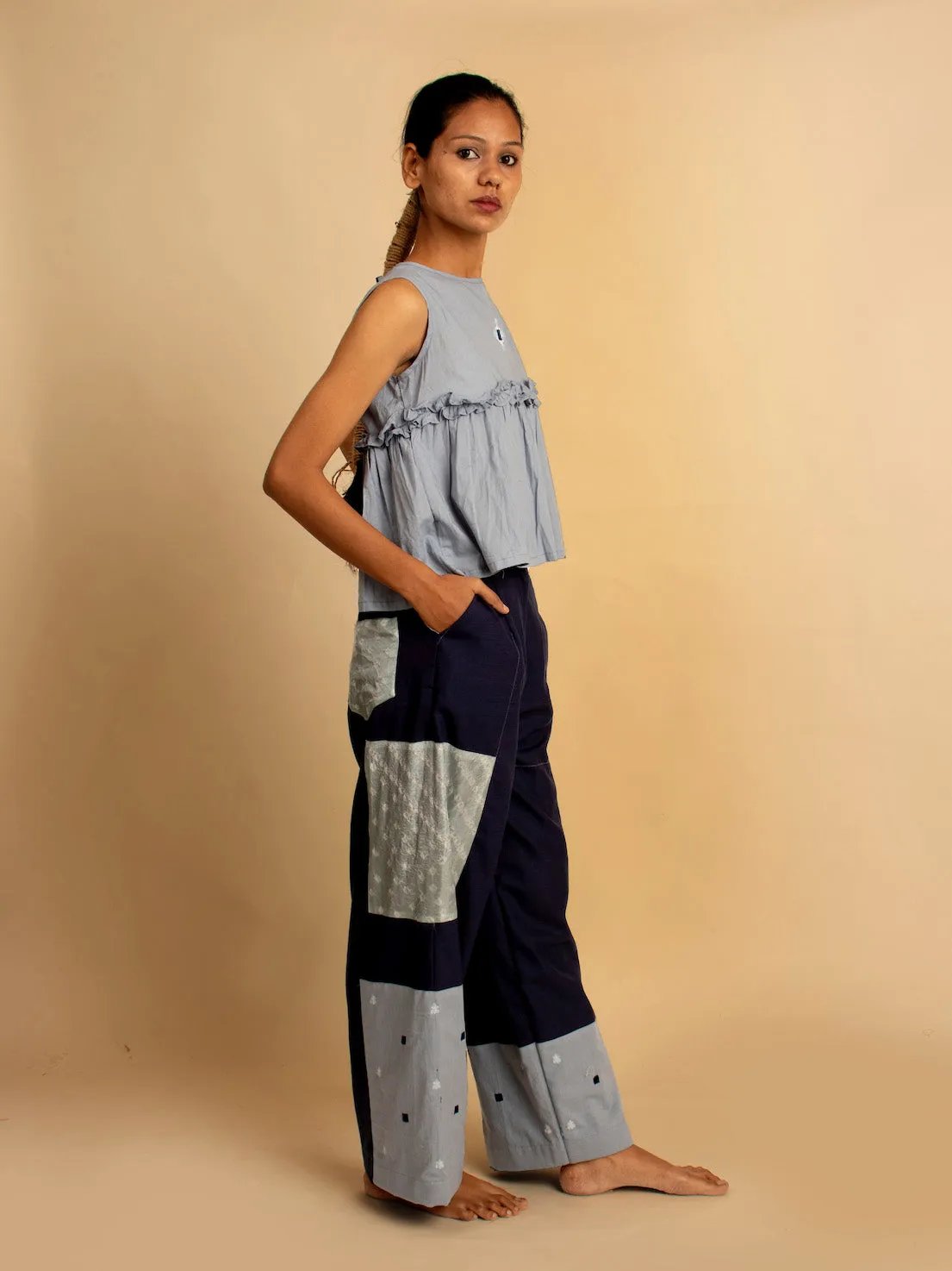 Our Dve Dain pantaloni blu cotone con tasche