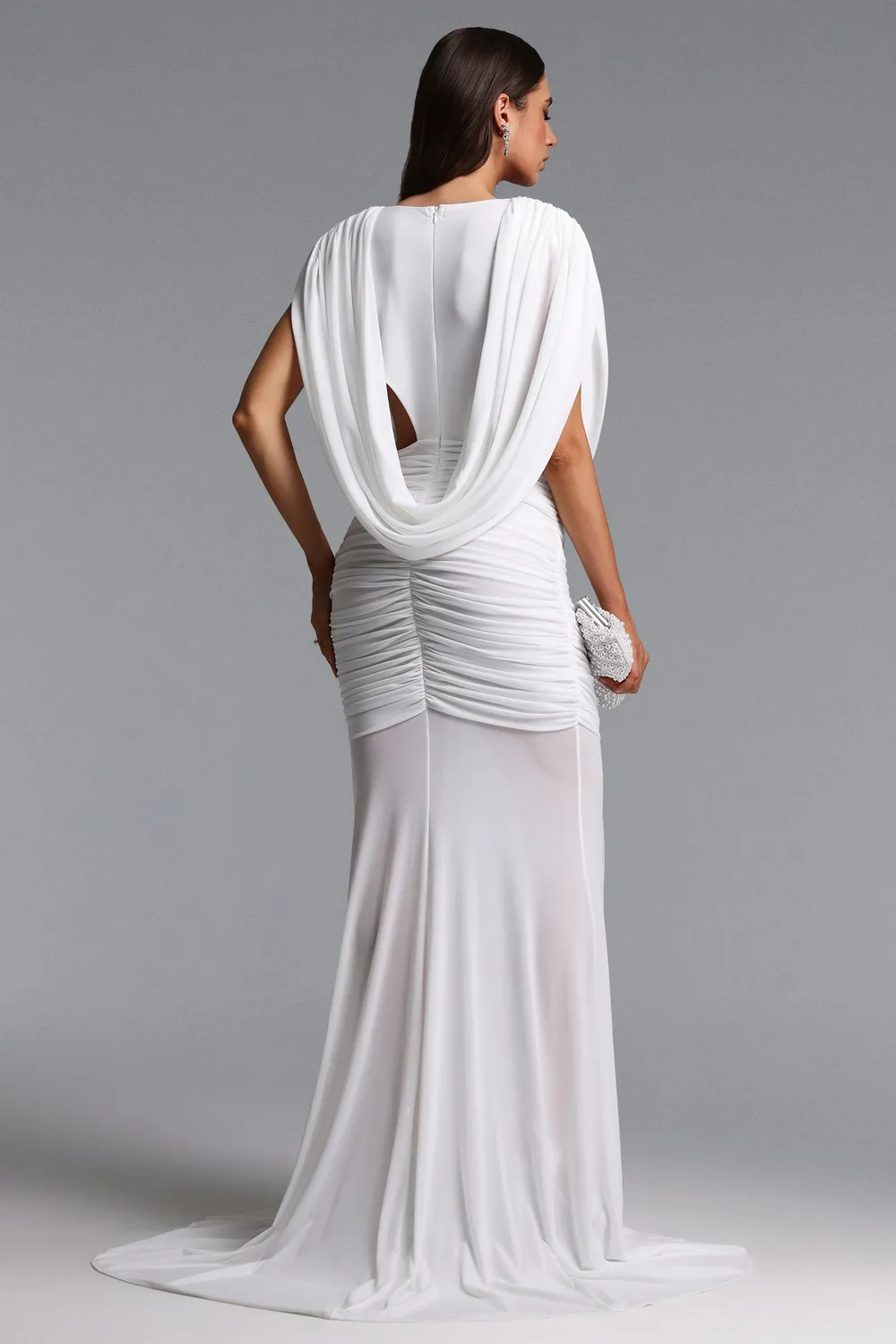 Bella Barnett Glenda Chic Contour Abito Maxi Bianco Maglia