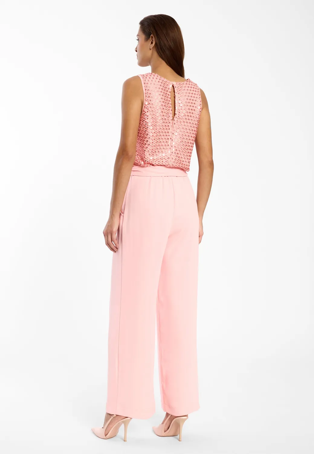 Ana Alcazar Dalyn tuta jumpsuit rosa in pizzo
