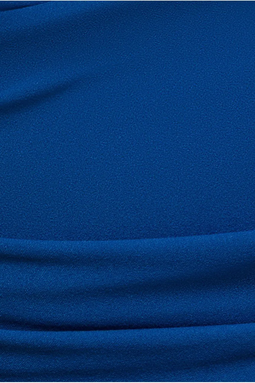 Goddiva Plus Bardot abito midi plissettato blu elettrico