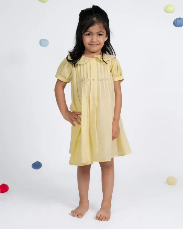 Our Dve Daisy abito bambina giallo limone cotone