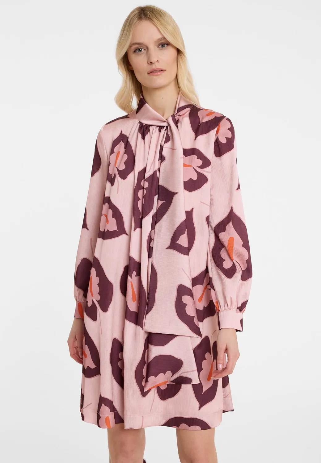 Ana Alcazar Awani abito camicia satin fiori rosa