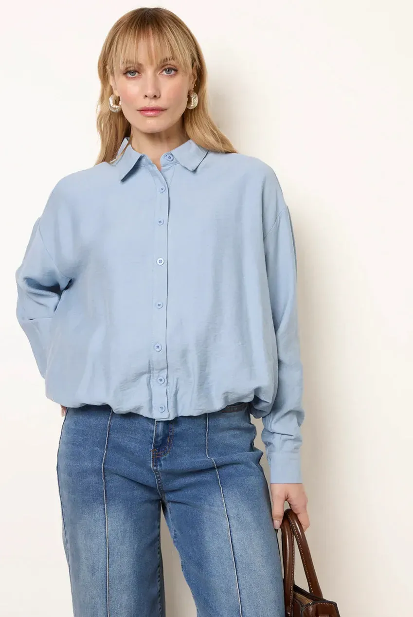 Blue Vanilla camicia bottoni azzurra viscosa manica lunga