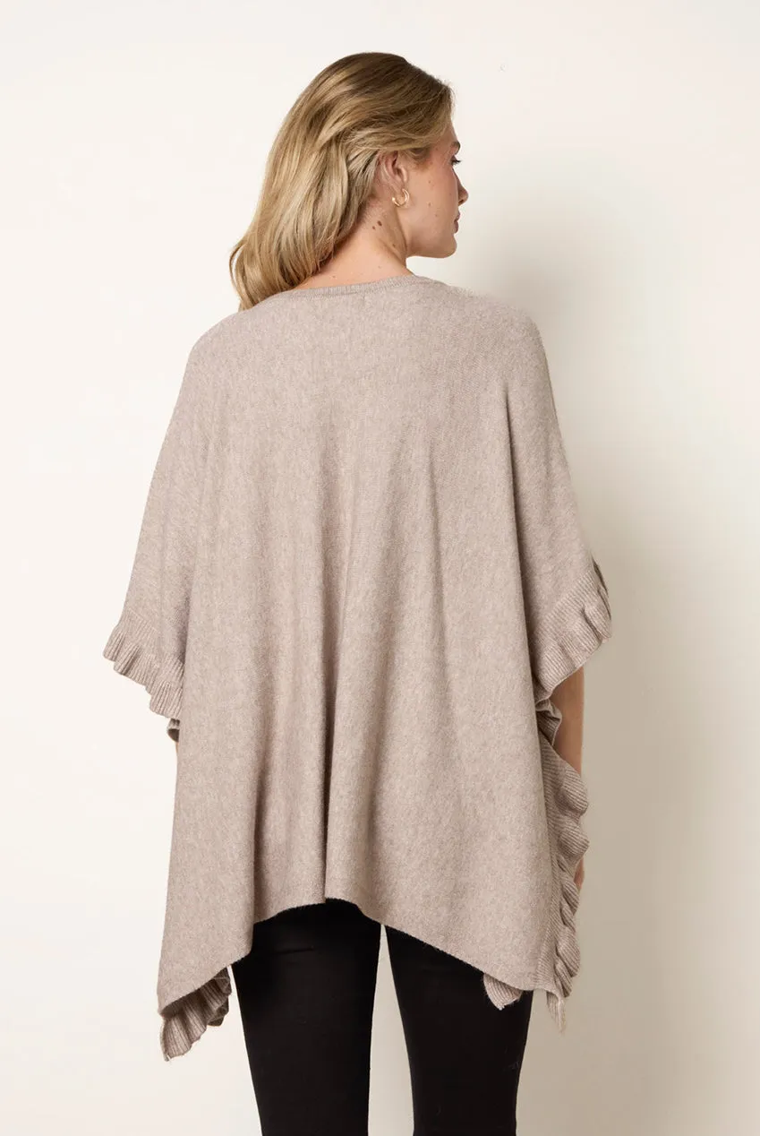 Blue Vanilla Frill Detail Pocket Cape mantella beige taglia unica