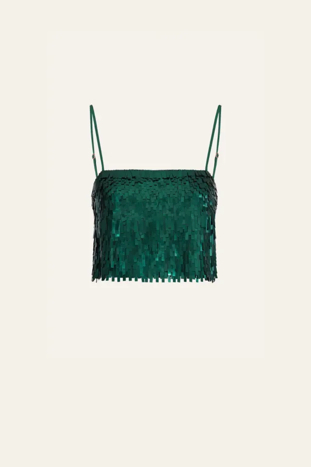 Johanna Ortiz Rio de Oro top crop paillettes verde