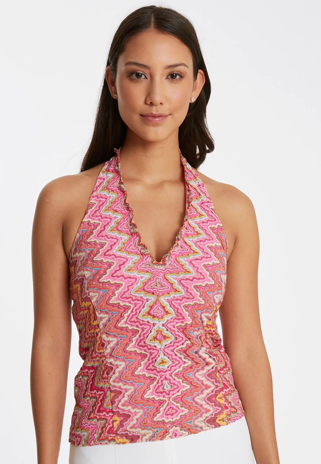 Ana Alcazar Piali top halter rosa ajour