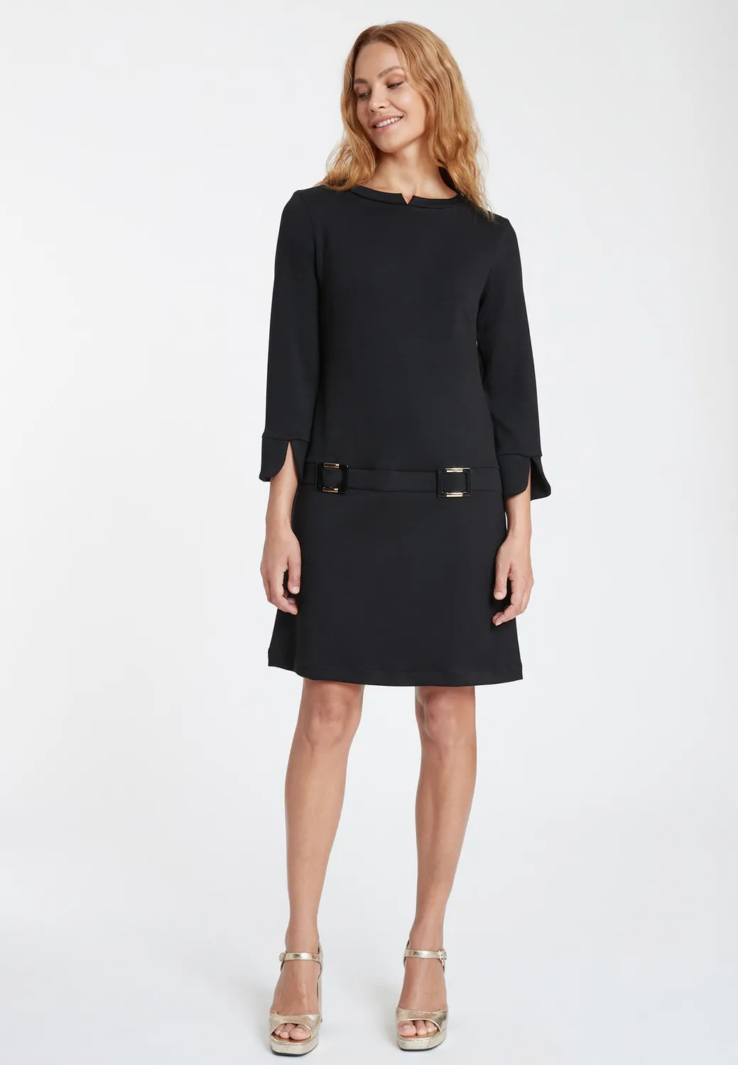 Ana Alcazar Seala abito jersey nero stile sixties