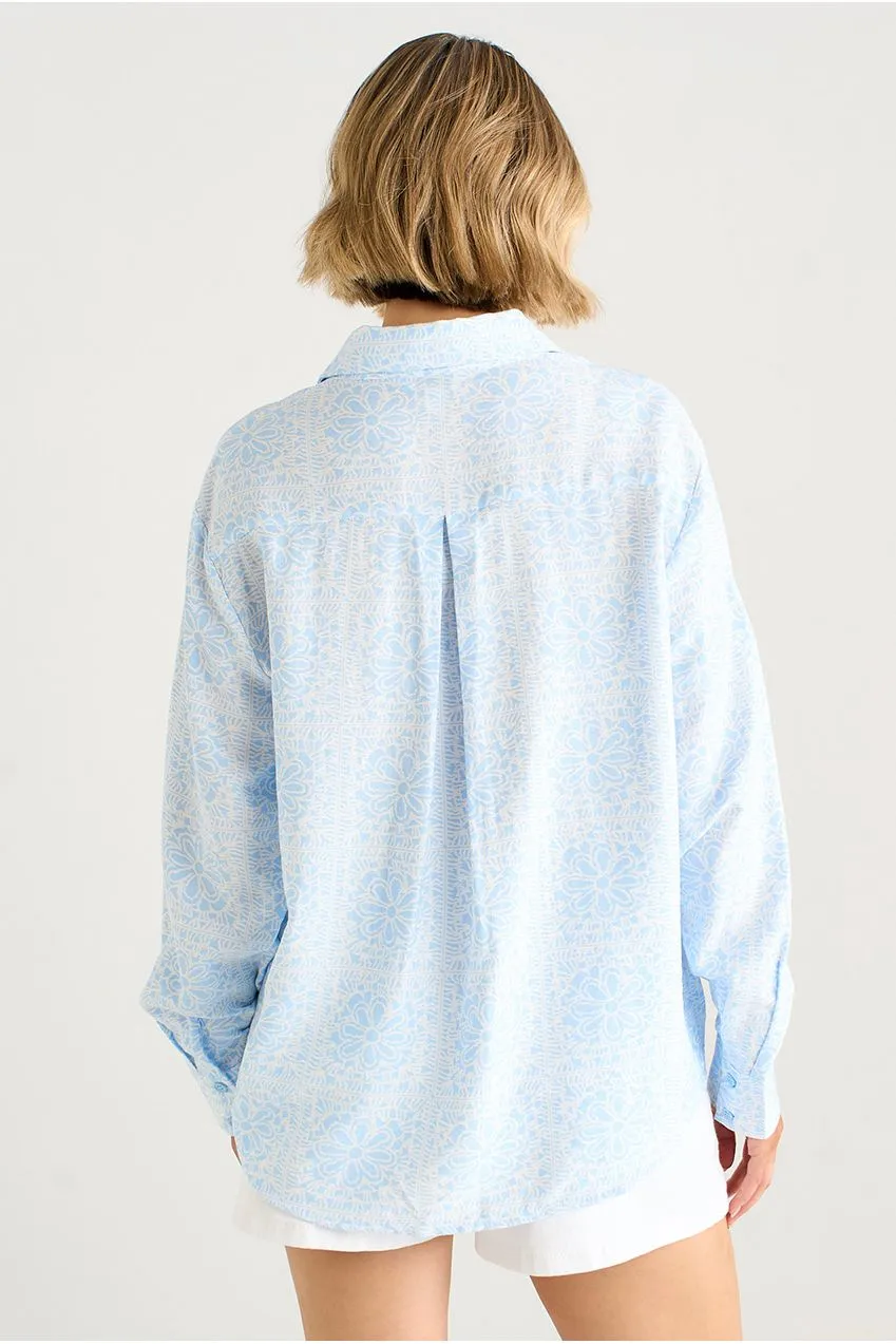 Gini London Blue Tile camicia donna blu fantasia