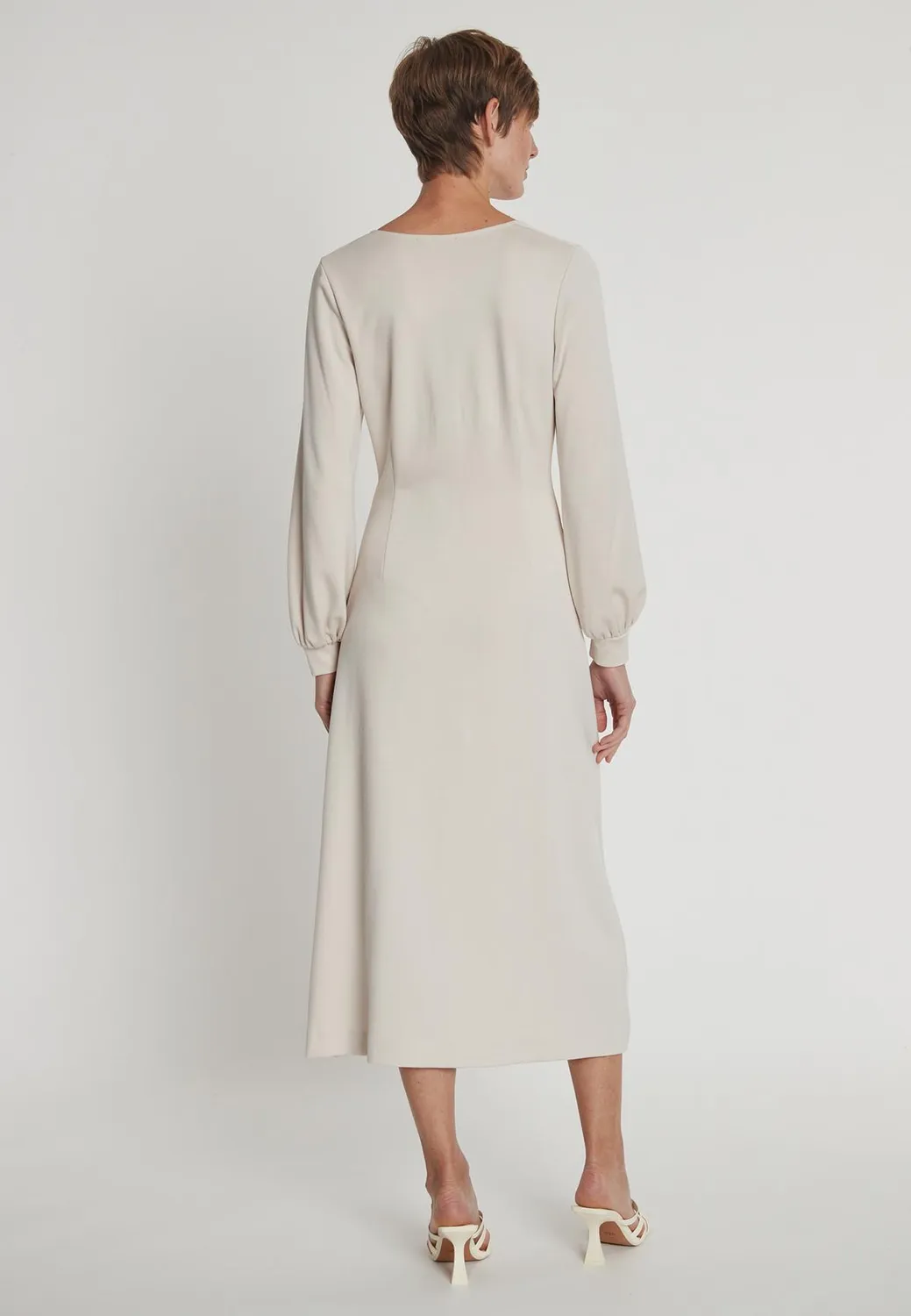 Ana Alcazar Hefari abito midi bianco scollo V spacco