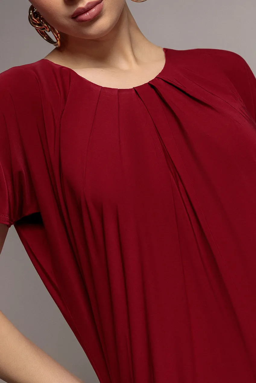 Goddiva Slouchy Midi abito vino manica corta morbido