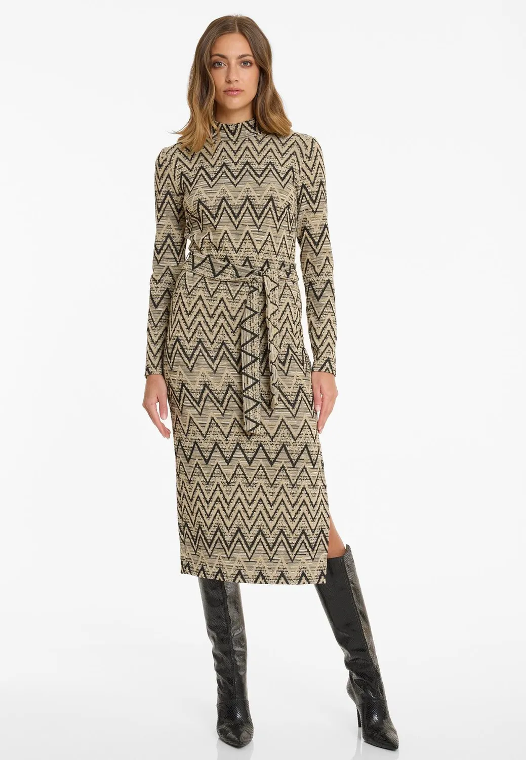 Ana Alcazar Ashana abito tubino zigzag beige