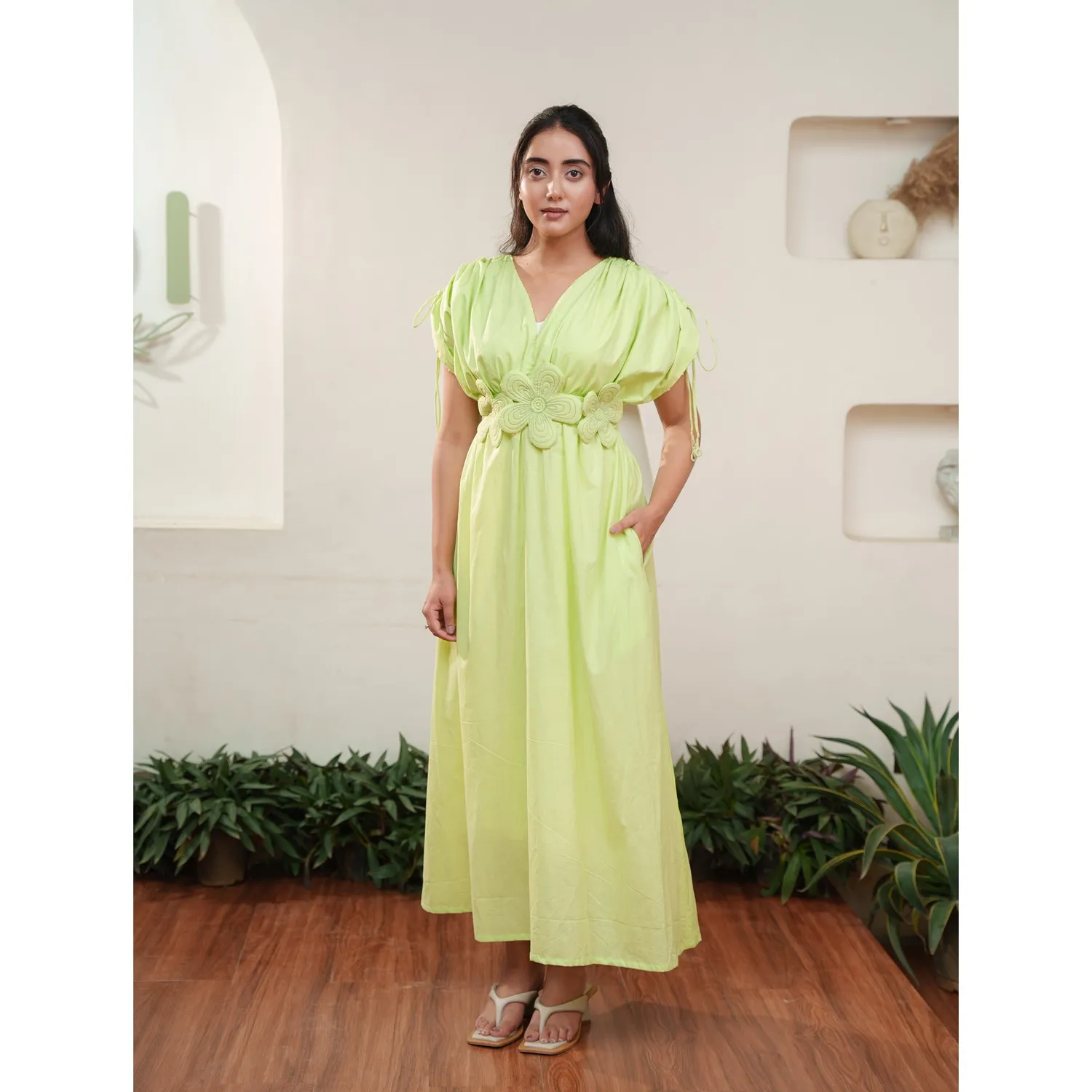 Our Dve Capsule 4 vestito verde cotone