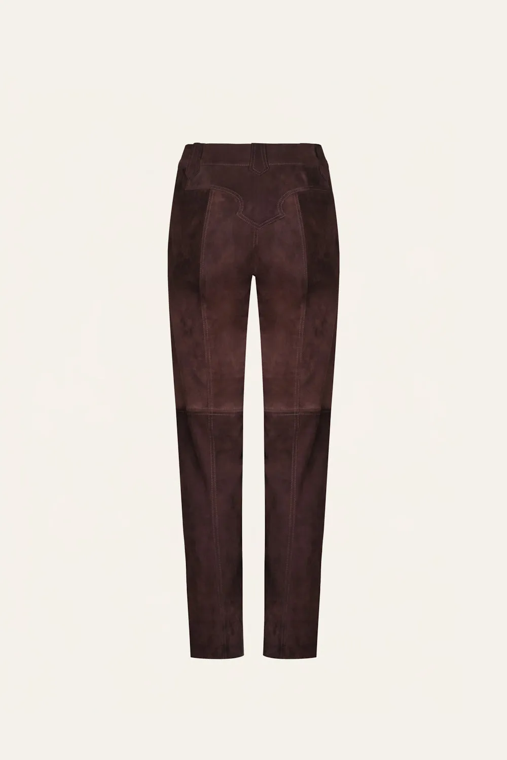 Johanna Ortiz Cartography pantaloni pelle marrone dritti
