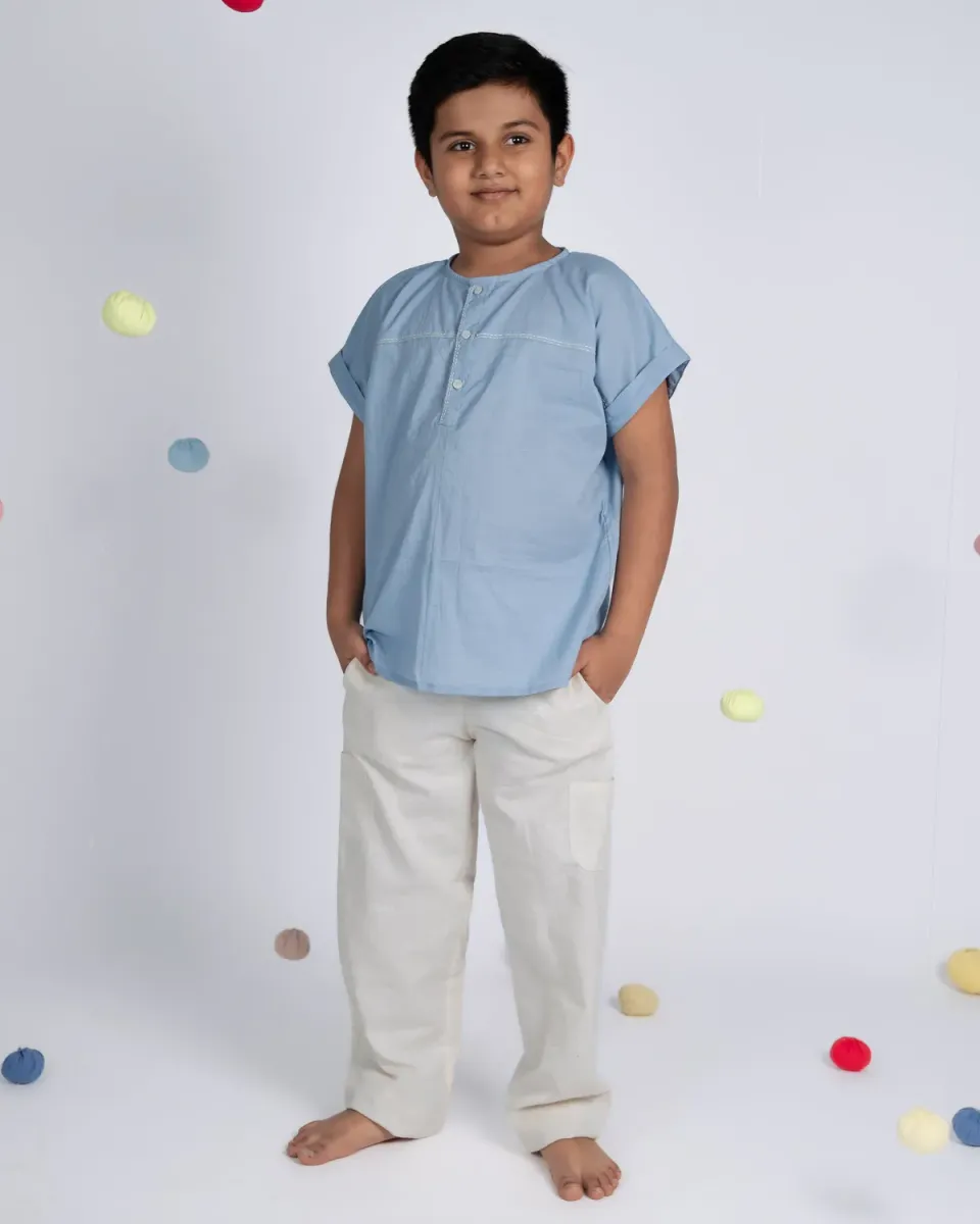 Our Dve Mini Elite completo bambino cotone blu beige