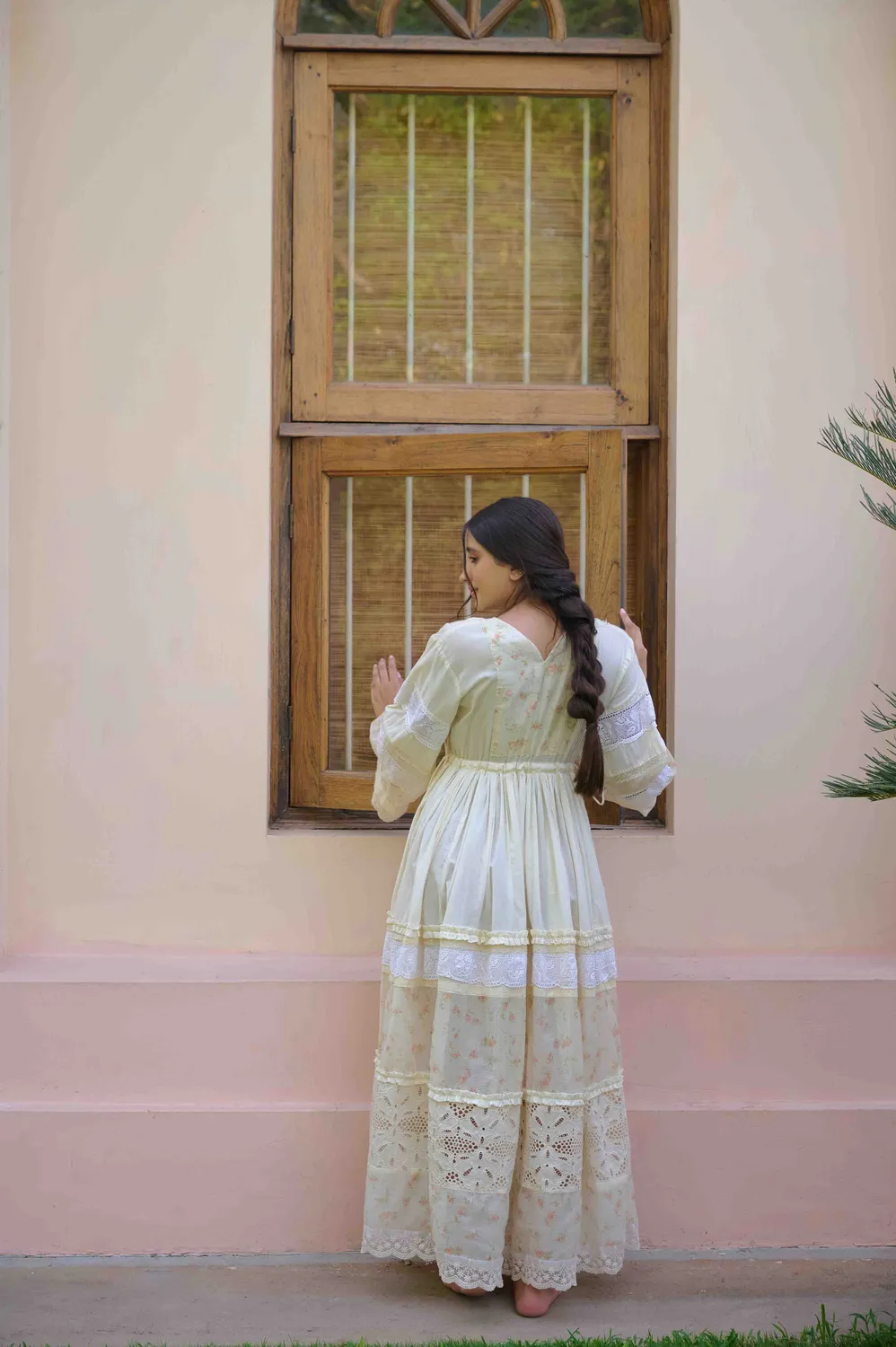 Our Dve Lucy Dress abito giallo cotone maniche lunghe