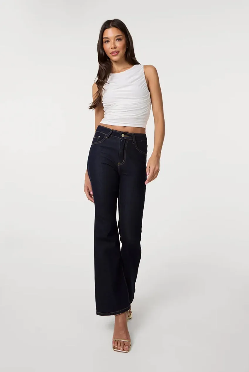 Pink Vanilla Racer Ruched crop top avorio S